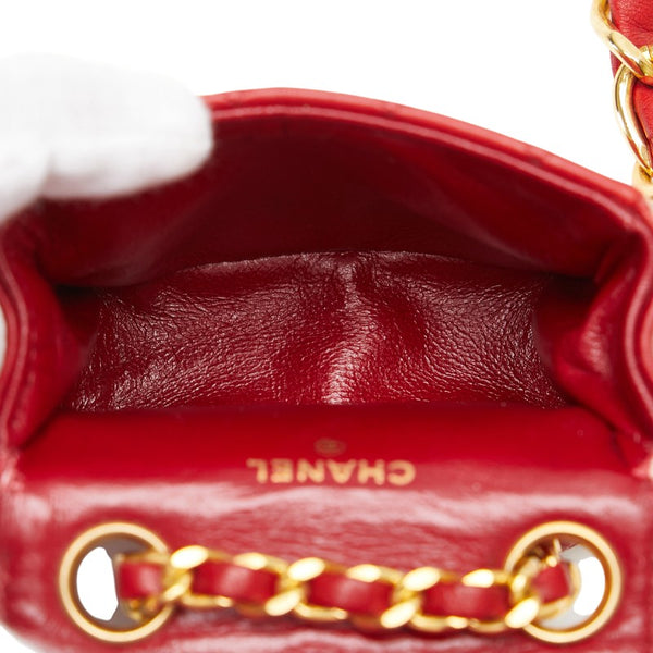シャネル ココマーク ミニミニマトラッセ チェーン ミニショルダーバッグ A2000 レッド ラムスキン レディース CHANEL 【中古】