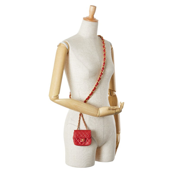 シャネル ココマーク ミニミニマトラッセ チェーン ミニショルダーバッグ A2000 レッド ラムスキン レディース CHANEL 【中古】