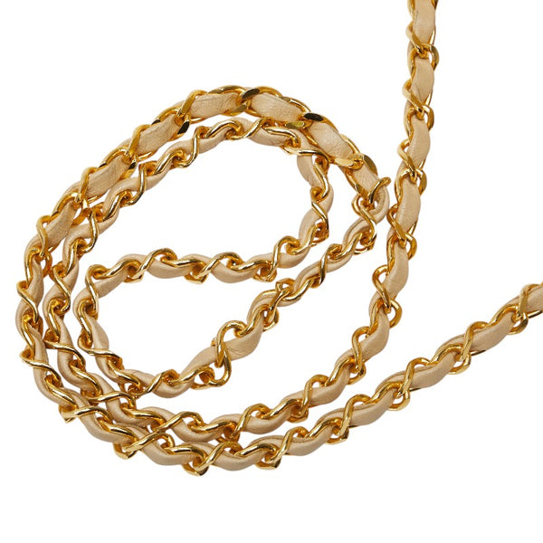 シャネル ココマーク マトラッセ チェーン ショルダーバッグ オフホワイト ラムスキン レディース CHANEL 【中古】