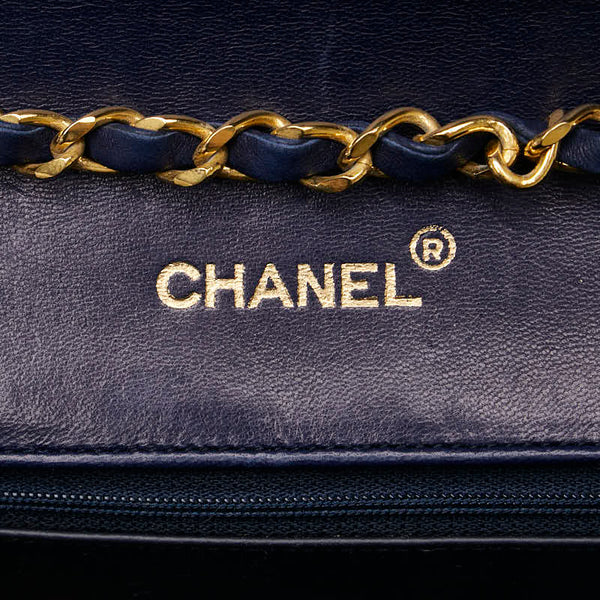 シャネル ココマーク マトラッセ チェーン ショルダーバッグ ネイビー ラムスキン レディース CHANEL 【中古】