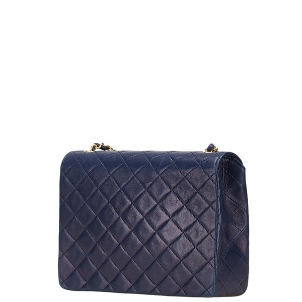 シャネル ココマーク マトラッセ チェーン ショルダーバッグ ネイビー ラムスキン レディース CHANEL 【中古】