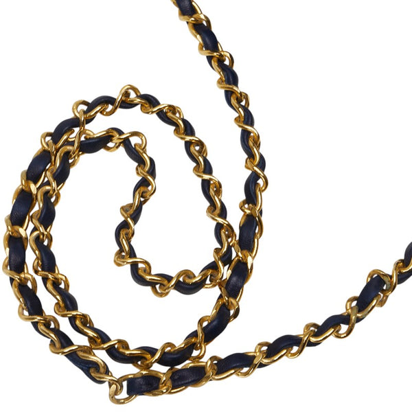シャネル ココマーク マトラッセ チェーン ショルダーバッグ ネイビー ラムスキン レディース CHANEL 【中古】