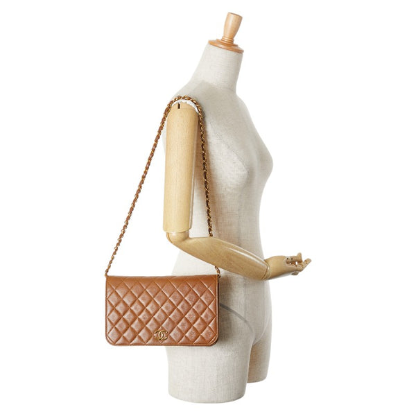 シャネル ココマーク マトラッセ チェーン ショルダーバッグ ブラウン ラムスキン レディース CHANEL 【中古】