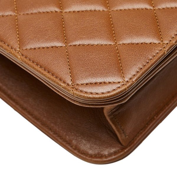 シャネル ココマーク マトラッセ チェーン ショルダーバッグ ブラウン ラムスキン レディース CHANEL 【中古】