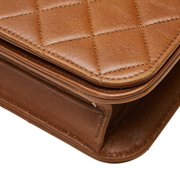 シャネル ココマーク マトラッセ チェーン ショルダーバッグ ブラウン ラムスキン レディース CHANEL 【中古】