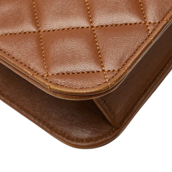 シャネル ココマーク マトラッセ チェーン ショルダーバッグ ブラウン ラムスキン レディース CHANEL 【中古】