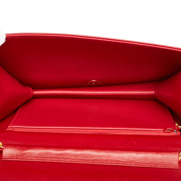 シャネル ココマーク マトラッセ チェーン ショルダーバッグ レッド ラムスキン レディース CHANEL 【中古】