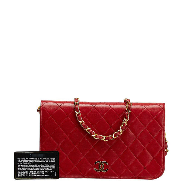 シャネル ココマーク マトラッセ チェーン ショルダーバッグ レッド ラムスキン レディース CHANEL 【中古】