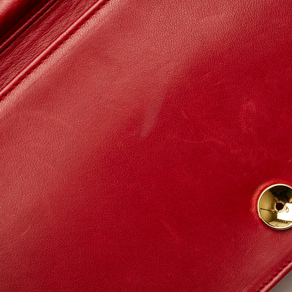 シャネル ココマーク マトラッセ チェーン ショルダーバッグ レッド ラムスキン レディース CHANEL 【中古】