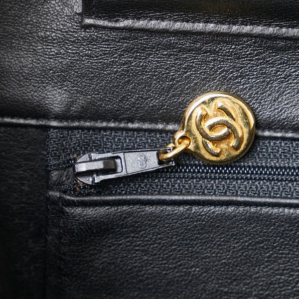 シャネル ココマーク チェーン ショルダーバッグ ブラック リザード レディース CHANEL 【中古】