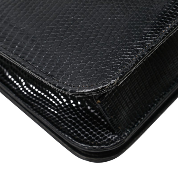 シャネル ココマーク チェーン ショルダーバッグ ブラック リザード レディース CHANEL 【中古】