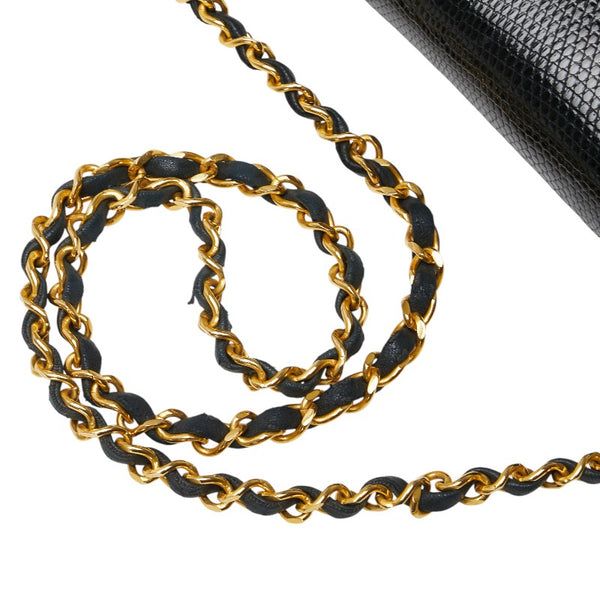 シャネル ココマーク チェーン ショルダーバッグ ブラック リザード レディース CHANEL 【中古】