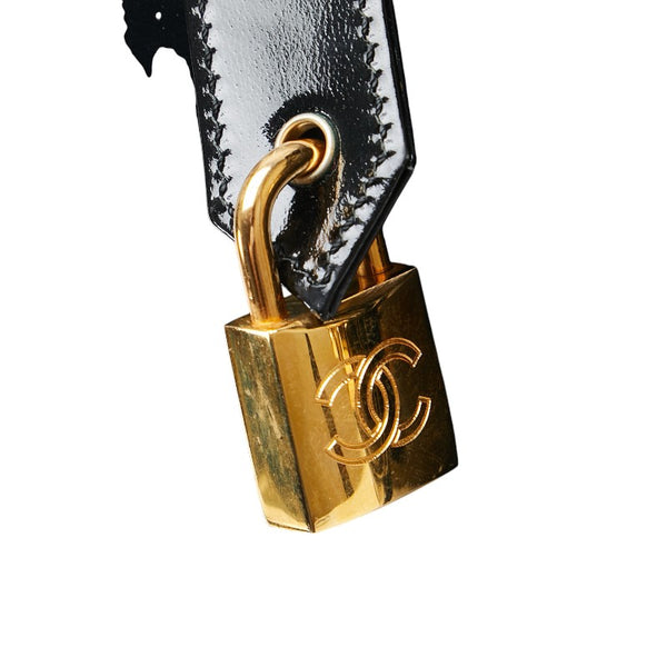 シャネル ココマーク ボストンバッグ ショルダーバッグ 2WAY ブラック パテントレザー レディース CHANEL 【中古】