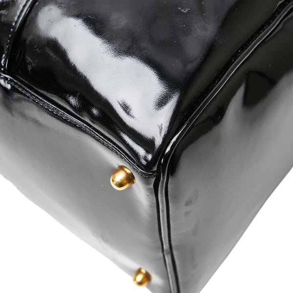 シャネル ココマーク ボストンバッグ ショルダーバッグ 2WAY ブラック パテントレザー レディース CHANEL 【中古】