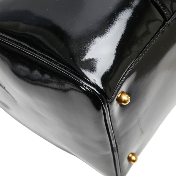 シャネル ココマーク ボストンバッグ ショルダーバッグ 2WAY ブラック パテントレザー レディース CHANEL 【中古】