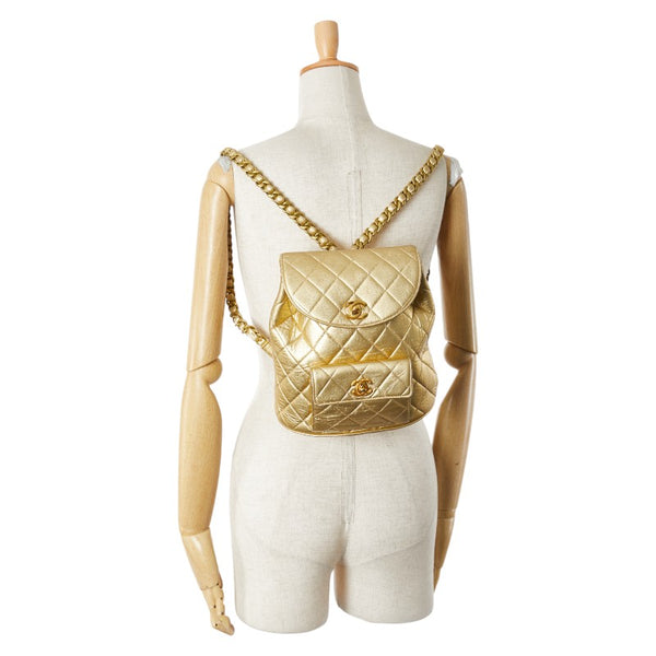 シャネル ココマーク マトラッセ リュック バックパック ゴールド ラムスキン レディース CHANEL 【中古】