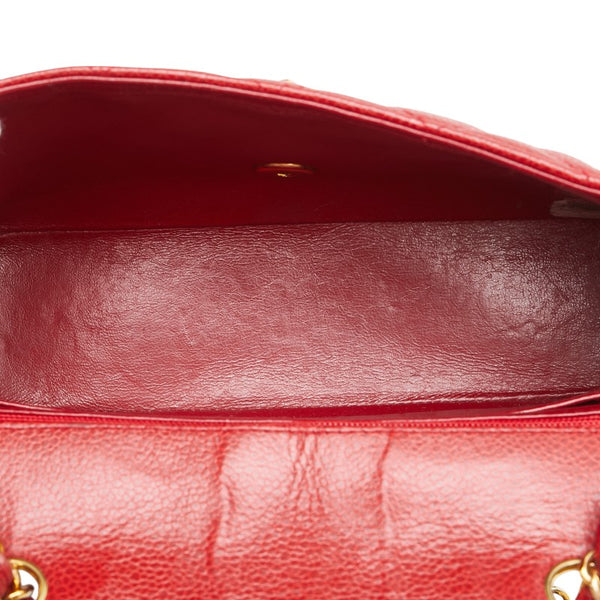 シャネル ダイアナ ココマーク チェーン ショルダーバッグ レッド キャビアスキン レディース CHANEL 【中古】