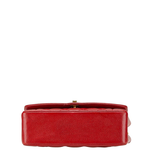 シャネル ダイアナ ココマーク チェーン ショルダーバッグ レッド キャビアスキン レディース CHANEL 【中古】