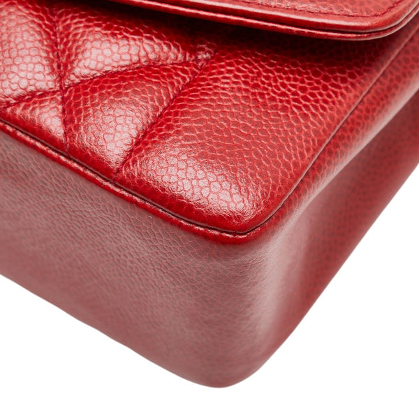 シャネル ダイアナ ココマーク チェーン ショルダーバッグ レッド キャビアスキン レディース CHANEL 【中古】