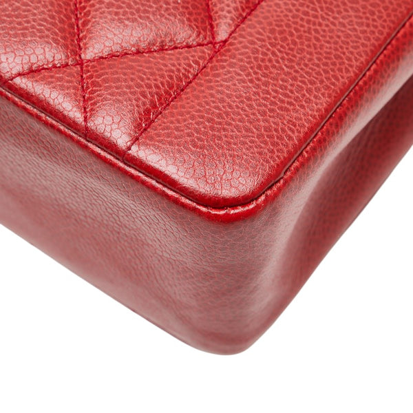 シャネル ダイアナ ココマーク チェーン ショルダーバッグ レッド キャビアスキン レディース CHANEL 【中古】