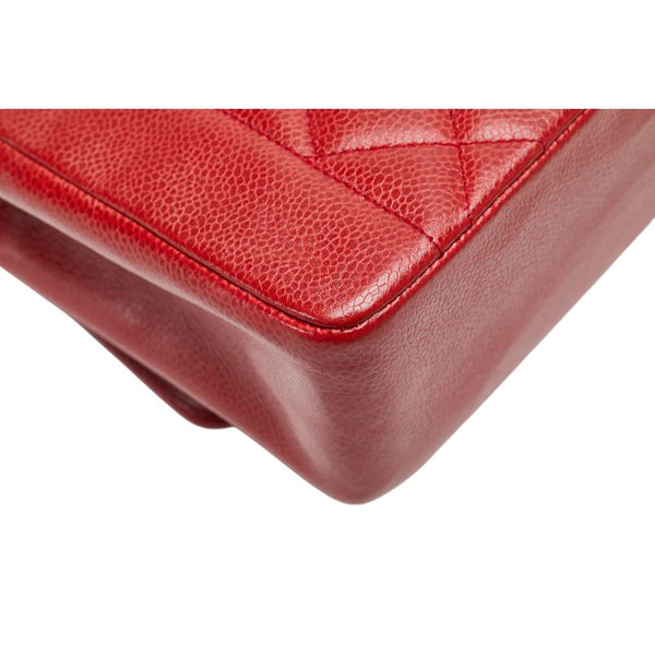 シャネル ダイアナ ココマーク チェーン ショルダーバッグ レッド キャビアスキン レディース CHANEL 【中古】