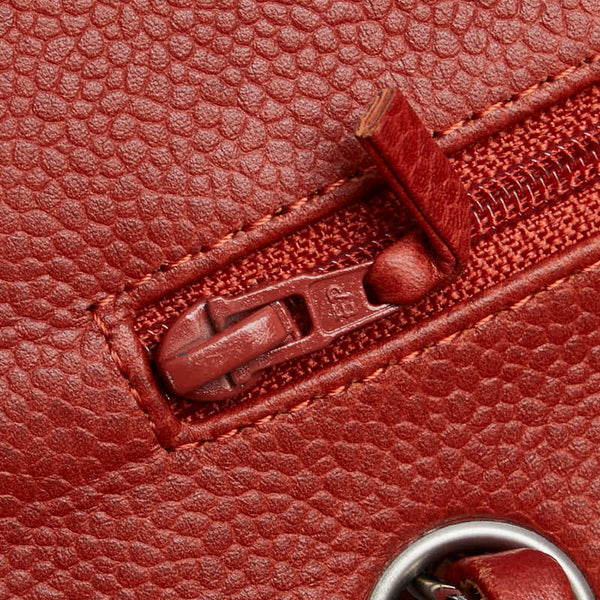 シャネル ココマーク マトラッセ25 ダブルフラップ チェーン ショルダーバッグ レッド キャビアスキン レディース CHANEL 【中古】