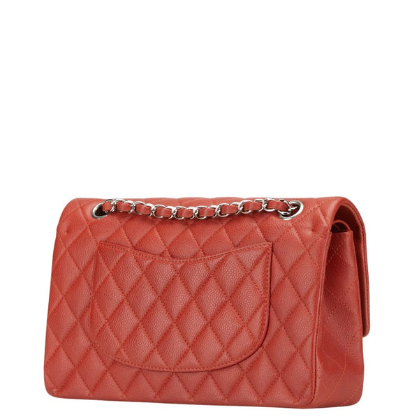 シャネル ココマーク マトラッセ25 ダブルフラップ チェーン ショルダーバッグ レッド キャビアスキン レディース CHANEL 【中古】