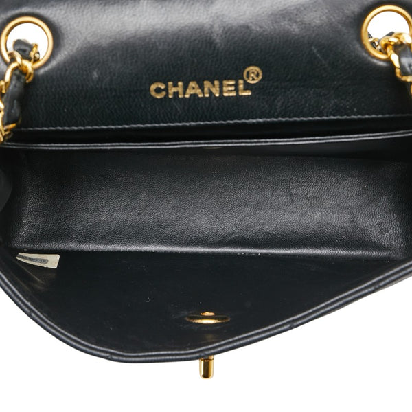 シャネル ココマーク マトラッセ チェーン ショルダーバッグ ブラック ホワイト ラムスキン レディース CHANEL 【中古】