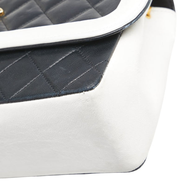 シャネル ココマーク マトラッセ チェーン ショルダーバッグ ブラック ホワイト ラムスキン レディース CHANEL 【中古】