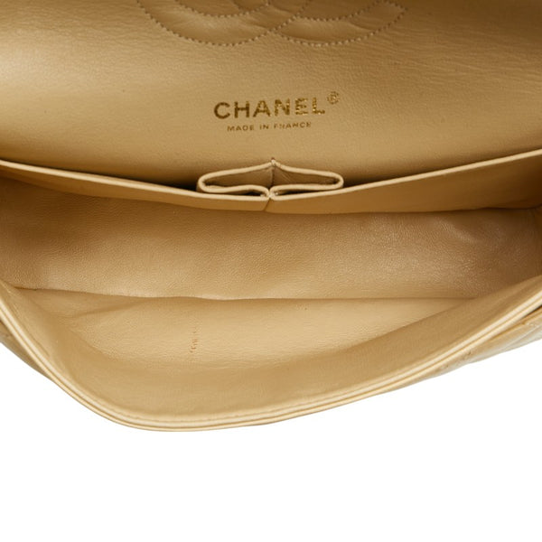 シャネル ココマーク マトラッセ25 ダブルフラップ チェーン ショルダーバッグ ベージュ ラムスキン レディース CHANEL 【中古】