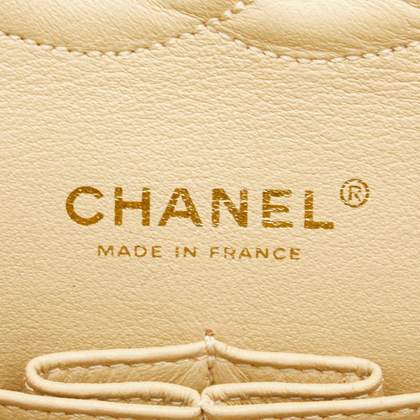 シャネル ココマーク マトラッセ25 ダブルフラップ チェーン ショルダーバッグ ベージュ ラムスキン レディース CHANEL 【中古】
