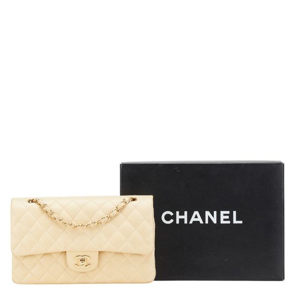 シャネル ココマーク マトラッセ25 ダブルフラップ チェーン ショルダーバッグ ベージュ ラムスキン レディース CHANEL 【中古】