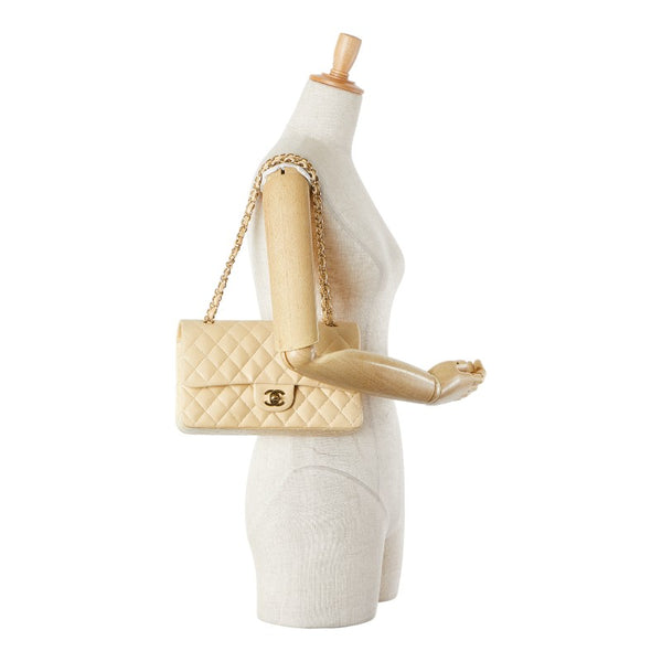 シャネル ココマーク マトラッセ25 ダブルフラップ チェーン ショルダーバッグ ベージュ ラムスキン レディース CHANEL 【中古】
