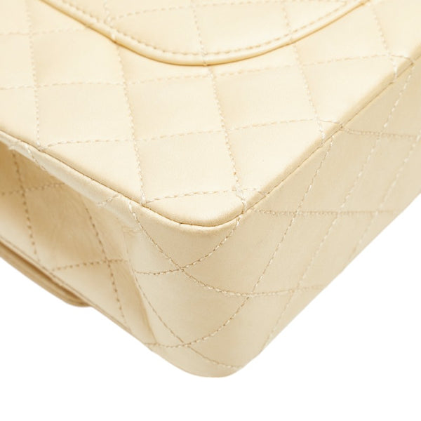 シャネル ココマーク マトラッセ25 ダブルフラップ チェーン ショルダーバッグ ベージュ ラムスキン レディース CHANEL 【中古】