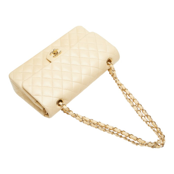 シャネル ココマーク マトラッセ25 ダブルフラップ チェーン ショルダーバッグ ベージュ ラムスキン レディース CHANEL 【中古】