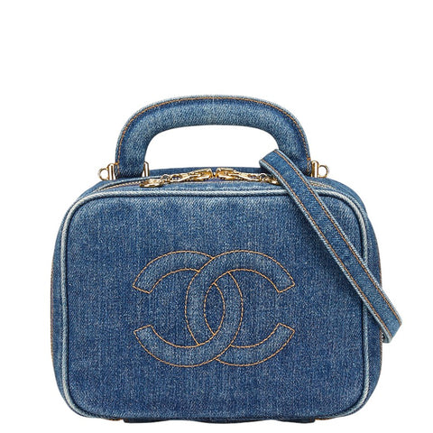 シャネル ココマーク バニティバッグ ショルダーバッグ 2WAY インディゴブルー デニム レディース CHANEL 【中古】