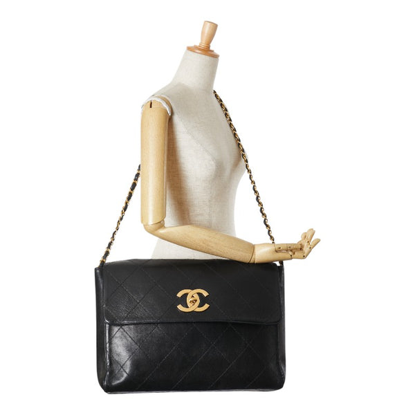 シャネル デカココマーク ビコローレ チェーン ショルダーバッグ ブラック ラムスキン レディース CHANEL 【中古】