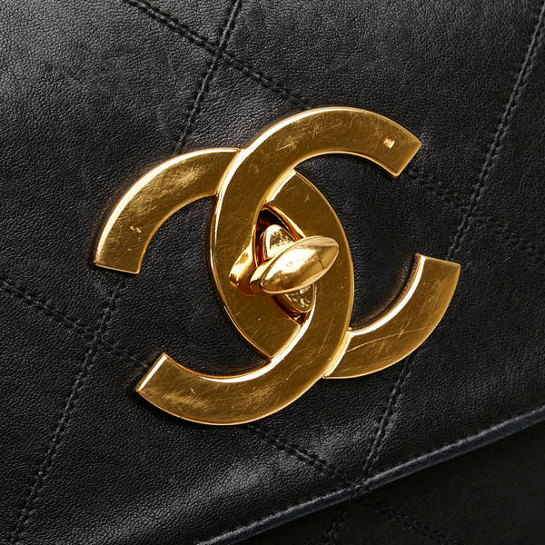 シャネル デカココマーク ビコローレ チェーン ショルダーバッグ ブラック ラムスキン レディース CHANEL 【中古】