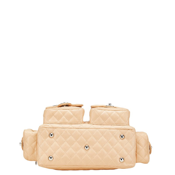 シャネル カンボンライン ショルダーバッグ ハンドバッグ ベージュ ブラック レザー レディース CHANEL 【中古】