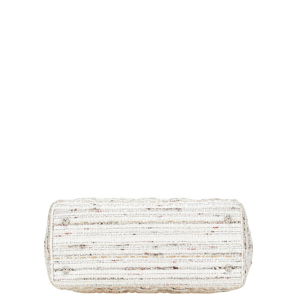 ディオール レディディオール カナ―ジュ ツイード ハンドバッグ ホワイト マルチカラー キャンバス レザー レディース Dior 【中古】