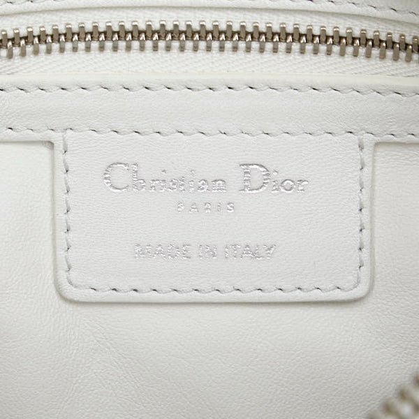 ディオール レディディオール カナ―ジュ ツイード ハンドバッグ ホワイト マルチカラー キャンバス レザー レディース Dior 【中古】