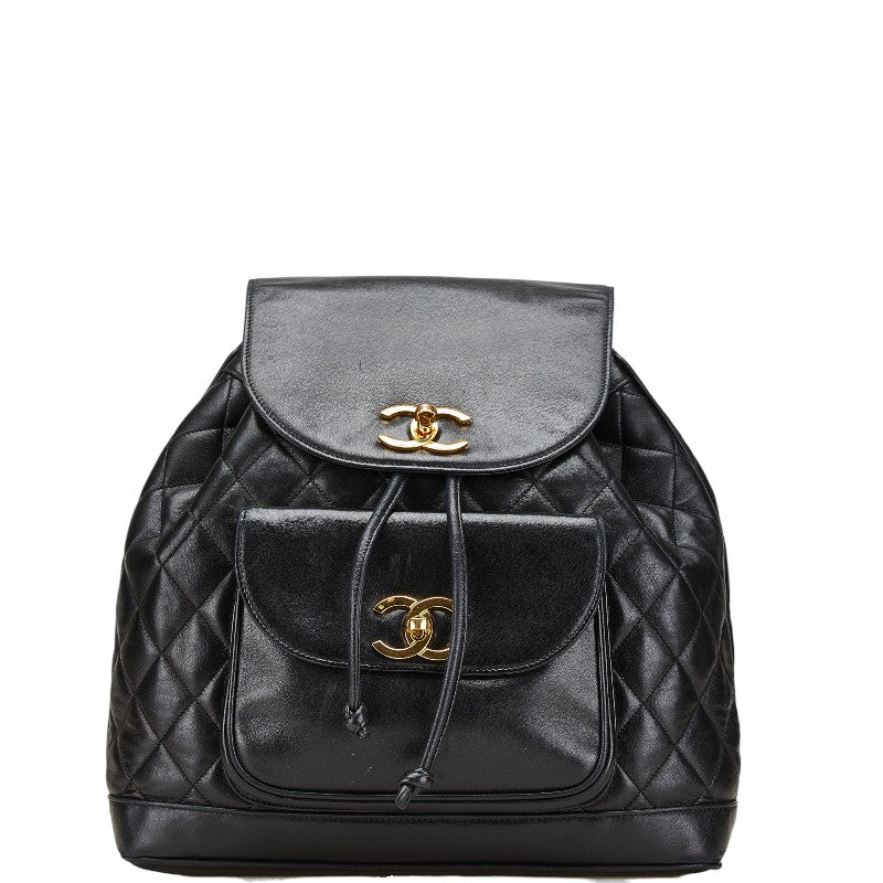 シャネル マトラッセ ココマーク ゴールド金具 チェーン リュック バックパック ブラック ラムスキン レディース CHANEL 【中古】