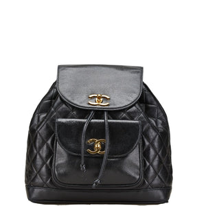 シャネル マトラッセ ココマーク ゴールド金具 チェーン リュック バックパック ブラック ラムスキン レディース CHANEL 【中古】