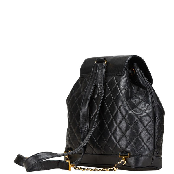 シャネル マトラッセ ココマーク ゴールド金具 チェーン リュック バックパック ブラック ラムスキン レディース CHANEL 【中古】
