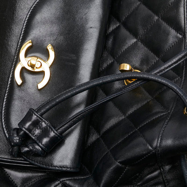 シャネル マトラッセ ココマーク ゴールド金具 チェーン リュック バックパック ブラック ラムスキン レディース CHANEL 【中古】