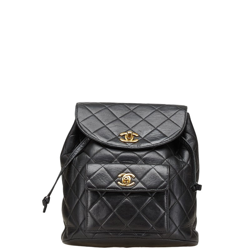 シャネル マトラッセ ココマーク ゴールド金具 チェーン リュック バックパック ブラック ラムスキン レディース CHANEL 【中古】