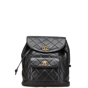 シャネル マトラッセ ココマーク ゴールド金具 チェーン リュック バックパック ブラック ラムスキン レディース CHANEL 【中古】