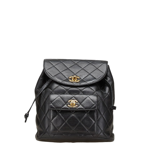 シャネル マトラッセ ココマーク ゴールド金具 チェーン リュック バックパック ブラック ラムスキン レディース CHANEL 【中古】