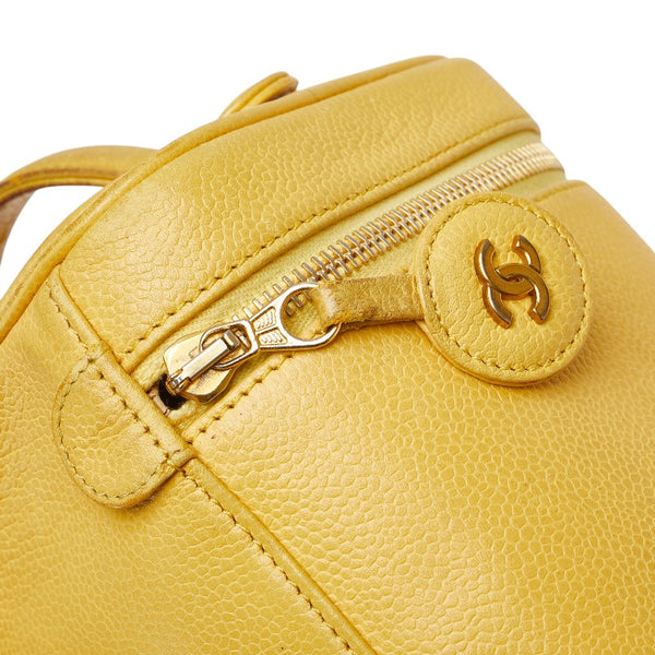シャネル ココマーク バニティバッグ イエロー キャビアスキン レディース CHANEL 【中古】