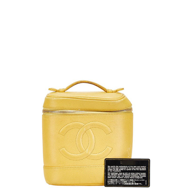 シャネル ココマーク バニティバッグ イエロー キャビアスキン レディース CHANEL 【中古】